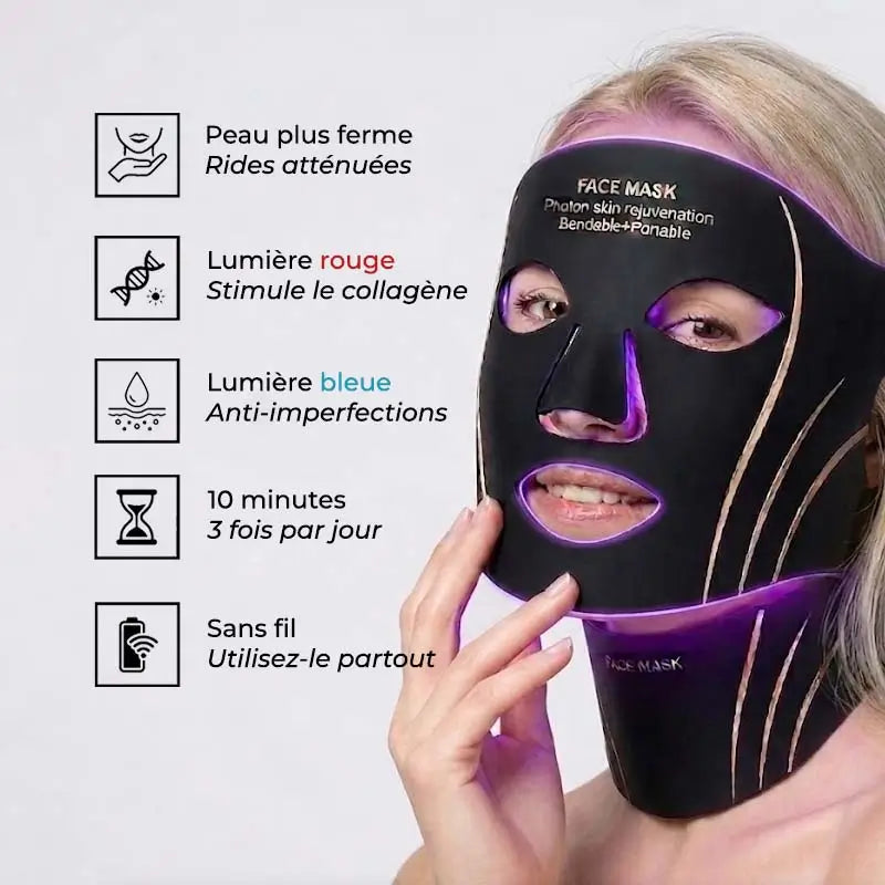 LumaGlow™ - Masque LED Visage & Cou 7 Couleurs