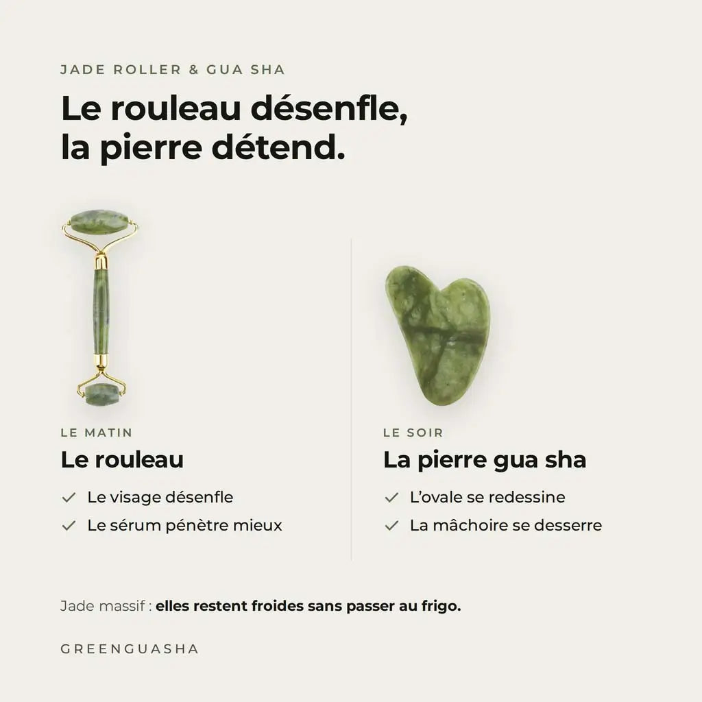 Jade Roller + Gua Sha - Fraîcheur & Anti-Poches