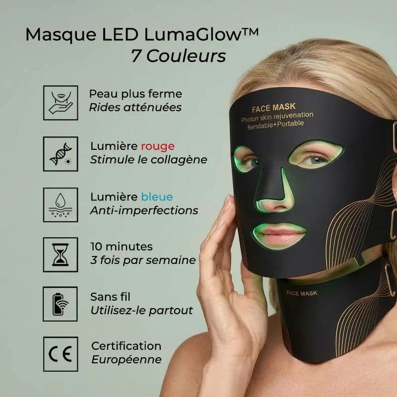 LumaGlow™ - Masque LED Visage & Cou 7 Couleurs