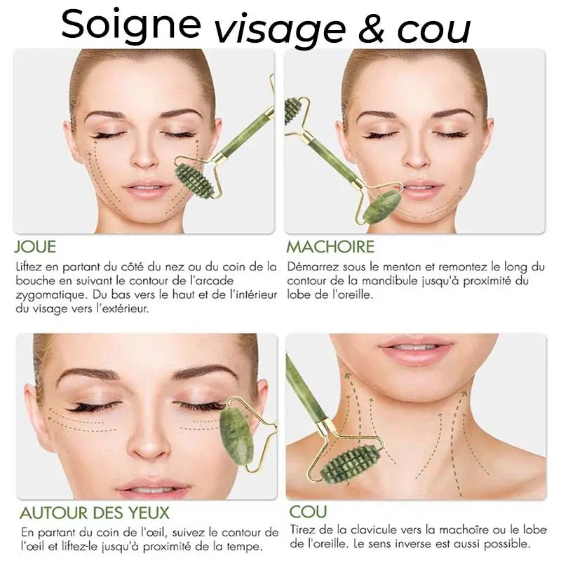Rouleau de jade pour le visage et le cou