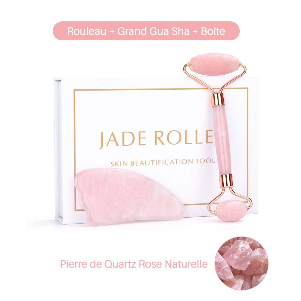 Boîte gua sha + Rouleau massage visage quartz